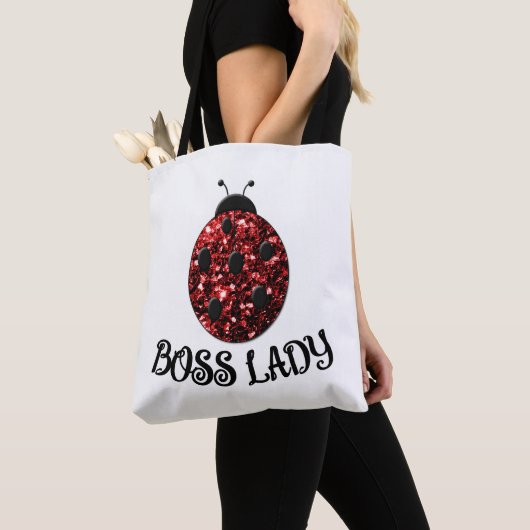 レッドスパーキングてんとう虫 BOSS LADY 名前入り トートバッグ (クローズアップ)