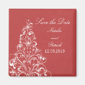 レッドスパークリホリデーツリーデイトマグネットを保存 マグネット (正面)