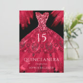 レッドスパークルガウン黒キンセアニェラドレスパーティー 招待状 (スタンド正面)