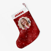 レッドスパークルグリッター スモールクリスマスストッキング (裏面 (吊り時))