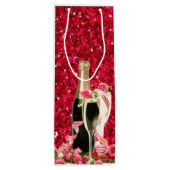 レッドスパークルシャンパンエレガントワイン紙バッグ ワインギフトバッグ (裏面)