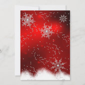 レッドスパークルスノーフレーククリスマスホリデーパーティー 招待状 (裏面)