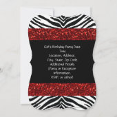 レッドスパークルゼブラガールズ誕生日 招待状 (裏面)