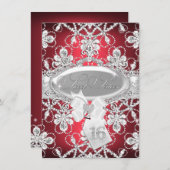 レッドスパークルダイヤモンドティアラプリンセススウィート16招待状 招待状 (正面/裏面)