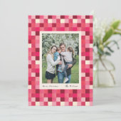 レッドスパークルチェック柄フレーム クリスマスホリデーカード シーズンカード (スタンド正面)