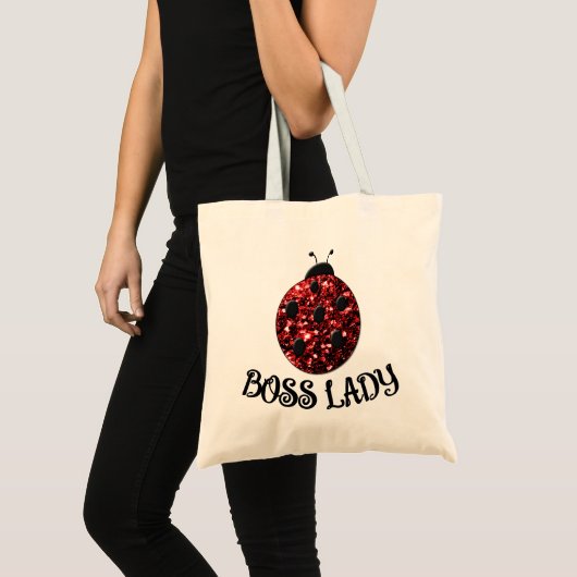 レッドスパークルテントウムシ BOSS LADY 名前入り トートバッグ (正面(商品))