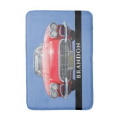 レッドスポーツの車、パーソナライズ名 バスマット (正面縦)