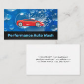 レッドスポーツカーのオートウォッシュ |シャボン玉 名刺 (正面/裏面)