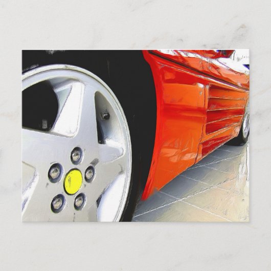 レッドスポーツカーはがき ポストカード (正面)