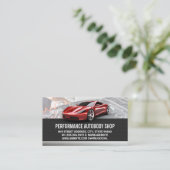 レッドスポーツカー | 整備士自動車工場 名刺 (スタンド正面)