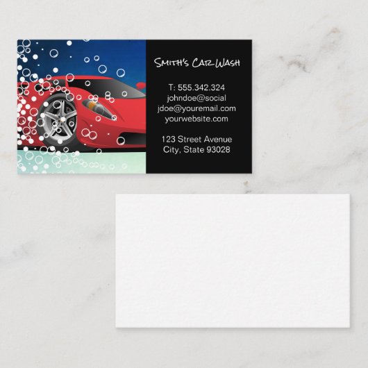 レッドスポーツカー | 泡を自動洗浄 名刺 (正面/裏面)