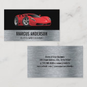 レッドスポーツカー |自動サービス |金属 名刺 (正面/裏面)