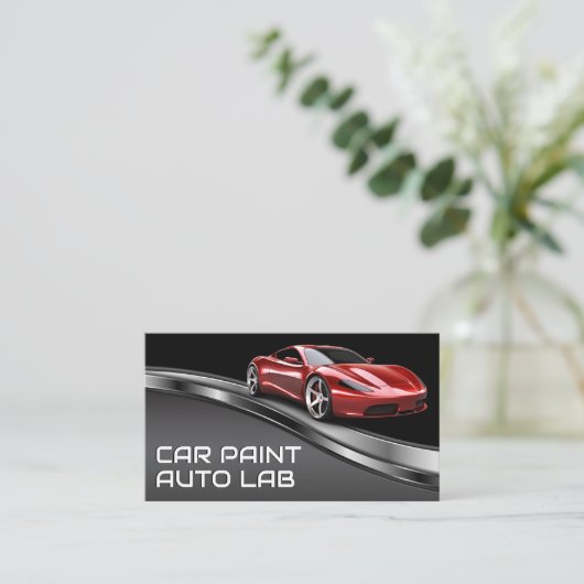 レッドスポーツカー | 自動絵を描 名刺 (スタンド正面)
