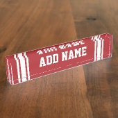 レッドスポーツジャージーお名前とナンバー デスクネームプレート (側面)