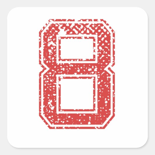 レッドスポーツジャージー番号8 スクエアシール (正面)