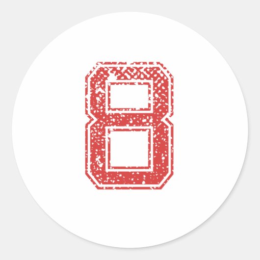 レッドスポーツジャージー番号8 ラウンドシール (正面)