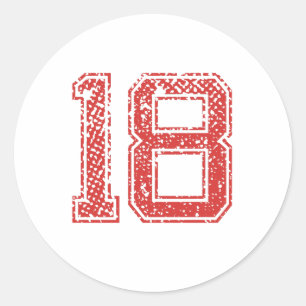 レッドスポーツジャージNumber 18 ラウンドシール