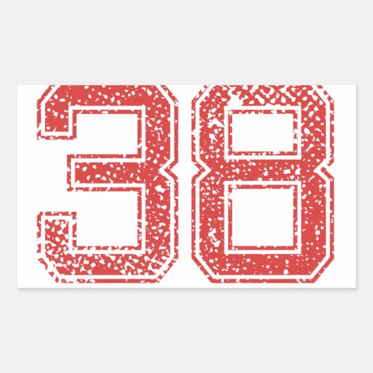 レッドスポーツジャージNumber 38 長方形シール (正面)