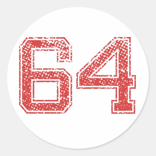 レッドスポーツジャージNumber 64 ラウンドシール (正面)