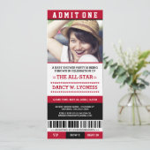 レッドスポーツチケットベビーシャワーパーティー招待状 招待状 (スタンド正面)