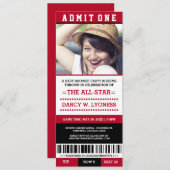 レッドスポーツチケットベビーシャワーパーティー招待状 招待状 (正面/裏面)