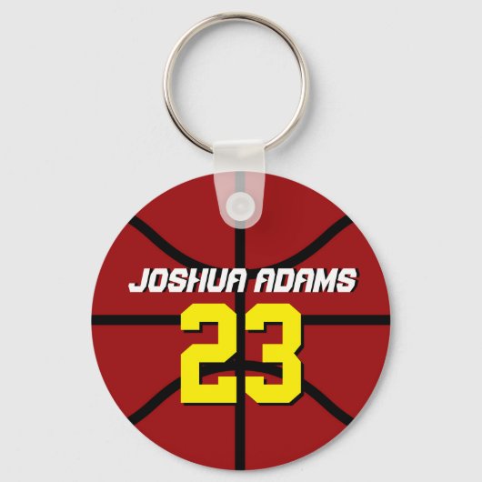 レッドスポーツチームアスリートバスケットボールキーチェーン キーホルダー (正面)