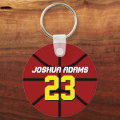 レッドスポーツチームアスリートバスケットボールキーチェーン キーホルダー (正面)