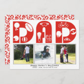 レッドスポーツパパ父の日の写真カード (正面/裏面)