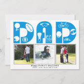 レッドスポーツパパ父の日の青い写真カード (正面)