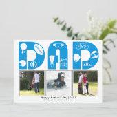 レッドスポーツパパ父の日の青い写真カード (スタンド正面)
