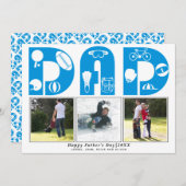 レッドスポーツパパ父の日の青い写真カード (正面/裏面)