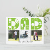 レッドスポーツパパ父の日グリーンフォトカード (スタンド正面)
