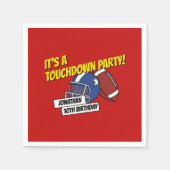 レッドスポーティサッカーお祝い子供の誕生日 スタンダードカクテルナプキン (正面)