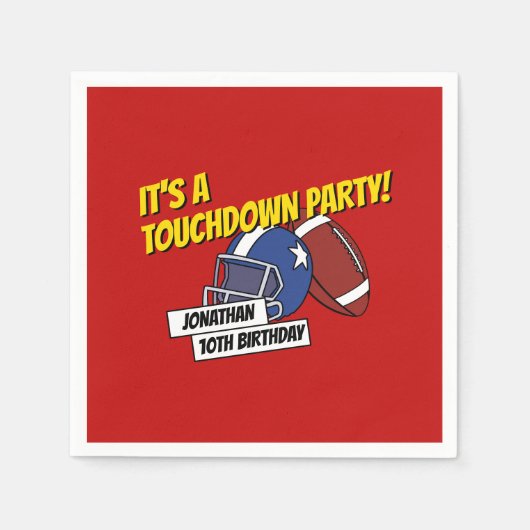 レッドスポーティサッカーお祝い子供の誕生日 スタンダードカクテルナプキン (正面)