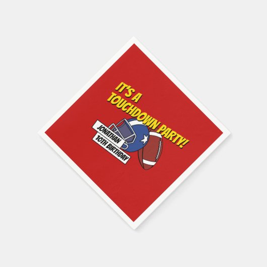 レッドスポーティサッカーお祝い子供の誕生日 スタンダードカクテルナプキン (角)