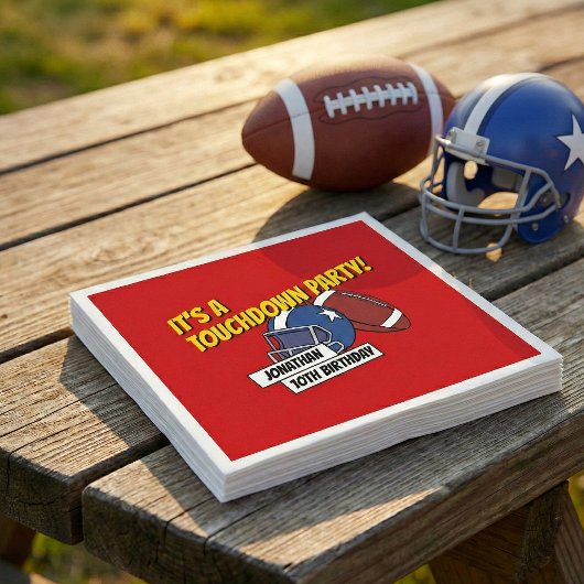 レッドスポーティサッカーお祝い子供の誕生日 スタンダードカクテルナプキン