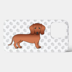 レッドスムースコートダックスフンド かわいい カートゥーン 犬 & 肉球 iPhone 13 PROケース