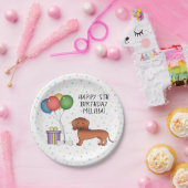 レッドスムースコートダッシュンドドッグハッピーバースデー ペーパープレート (パーティー)