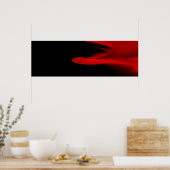 "レッドスモーク"ミニマルな狭い水平ポスター ポスター (キッチン)