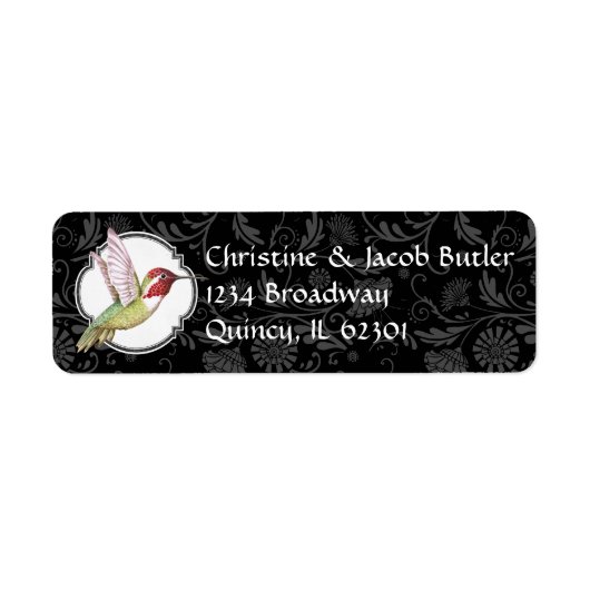 レッドスロートハミングバード差出人住所ラベル ラベル (正面)