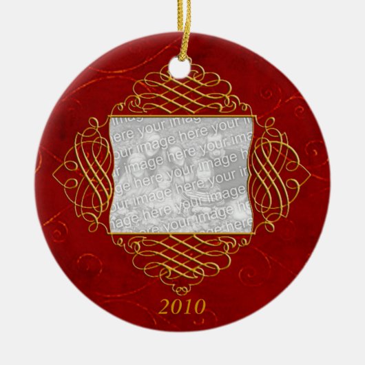 レッドスワールファミリーフォトオーナメント セラミックオーナメント (正面)