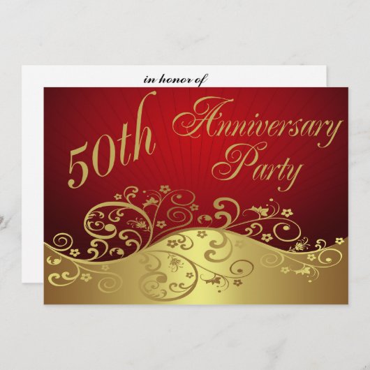 レッドスワール50周年パーティの招待状 招待状 (正面/裏面)