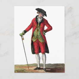 レッドスーツのジェントルマン フランス ファッション デザイン 図面 ポストカード
