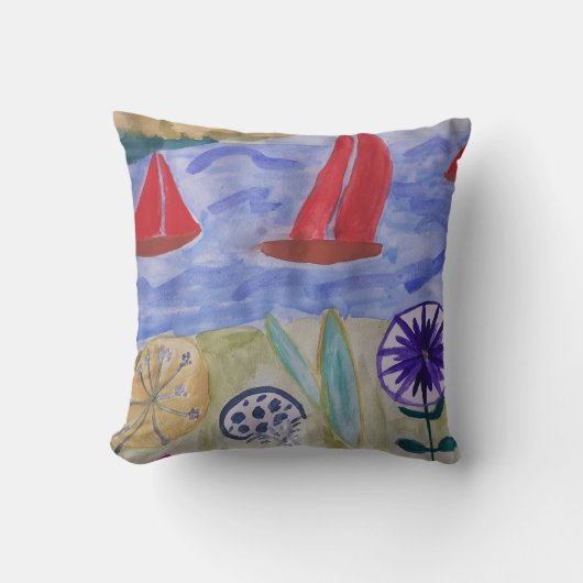 レッドセイルズ&フラワーズ クッション (正面)