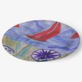 レッドセイルズ&フラワーズ ペーパープレート (アングル)