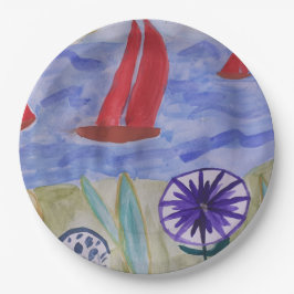 レッドセイルズ&フラワーズ ペーパープレート