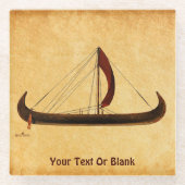 レッドセイルバイキング船 ガラスコースター (正面)