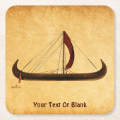 レッドセイルバイキング船 スクエアペーパーコースター (正面)