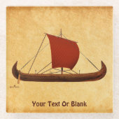 レッドセイルバイキング船II ガラスコースター (正面)