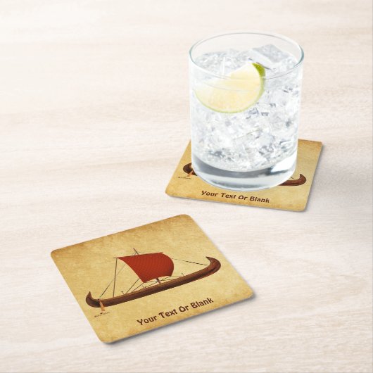 レッドセイルバイキング船II スクエアペーパーコースター (インサイチュ)